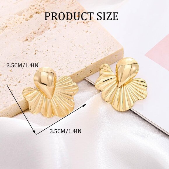 Women's Gold Flower Drop Earrings Irregualr Geometric Fashion Classic Jewelry - Picture 4 of 6